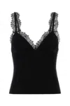 Blumarine Lace-trimmed Ribbed Top In Black