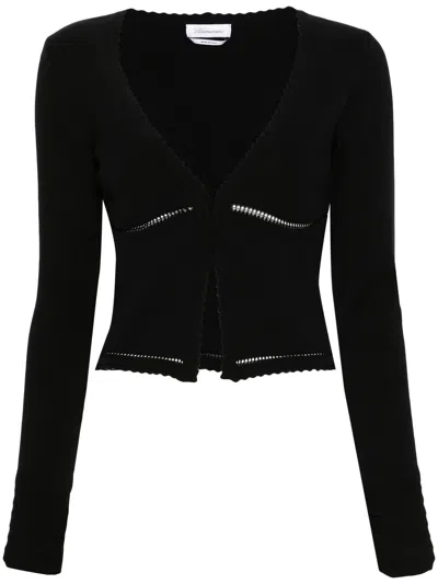 Blumarine Black Viscose Polyester Knit Cardigan