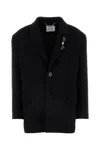 Blumarine Bijoux-pin Felted Coat In Black