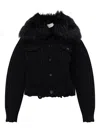 Blumarine Faux-fur-trim Button-up Jacket In Black