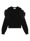 Blumarine Feather-trim Jumper In Black