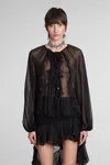 Blumarine Black Silk Georgette Blouse In Black
