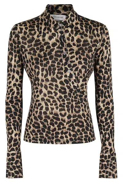 Blumarine Blouse Wool Jersey In Goldy Sand Black
