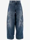 Blumarine Washed Jeans With Palm Trees In Blue