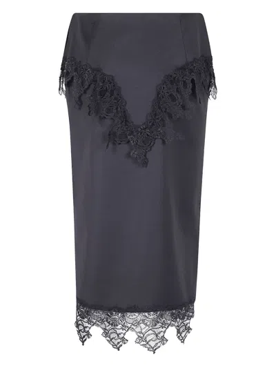 Blumarine 레이스 트리밍 펜슬 미디 스커트 In Blue