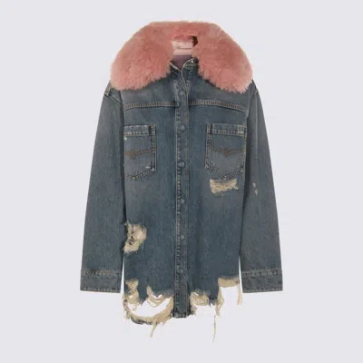 BLUMARINE BLUE AND PINK DENIM JACKET