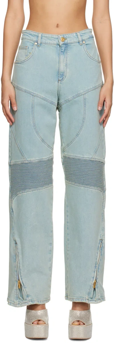 Blumarine Paneled High-rise Wide Jeans In Green