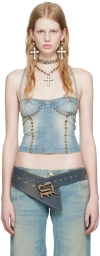 Blumarine Blue Bodice Camisole In C9468 Ticino/warm Sa