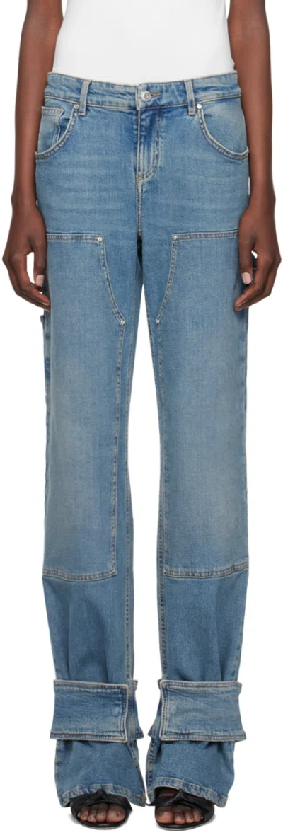 Blumarine Blue Boyfit Cargo Jeans In D0947 Moonlight Blue