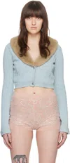 Blumarine Blue Button Cardigan In N0647 Dawn Blue