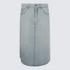 Blumarine Blue Cotton Denim Skirt In Azzurro