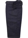 Blumarine Blue Denim Midi Pencil Skirt With Belt In Blue