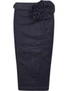Blumarine Blue Denim Midi Pencil Skirt With Belt