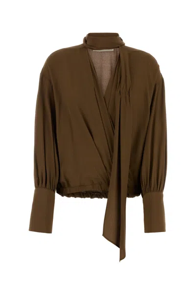 Blumarine Long Sleeve Shirt In Brown