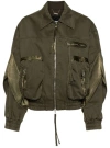 Blumarine Khaki Padded Bomber Jacket In Green