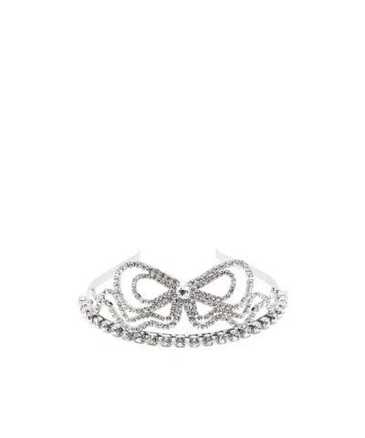 Blumarine Bow-detail Tiara In Nikel/crystal