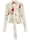 BLUMARINE BOW-DETAIL DRAPED SATIN SHIRT