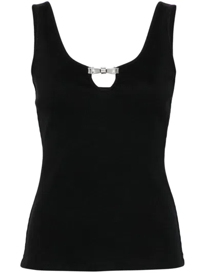 Blumarine Rib Knit Tank Top In Black