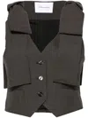 Blumarine Womens Grey Castlerock Bow-shoulder Slim-fit Wool-blend Waistcoat In Grey