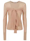 Blumarine Draped Top In Beige
