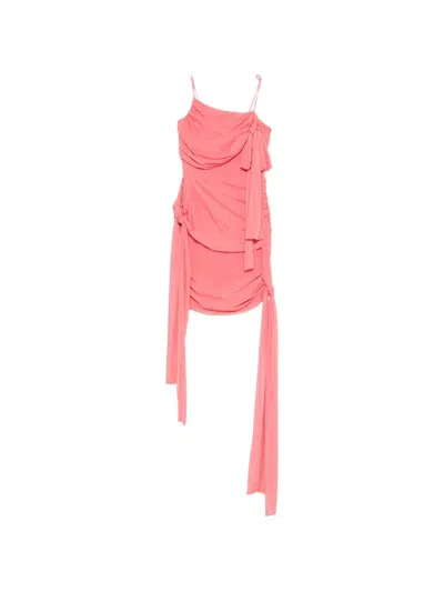 Blumarine Bow Ruched Dress In Pink