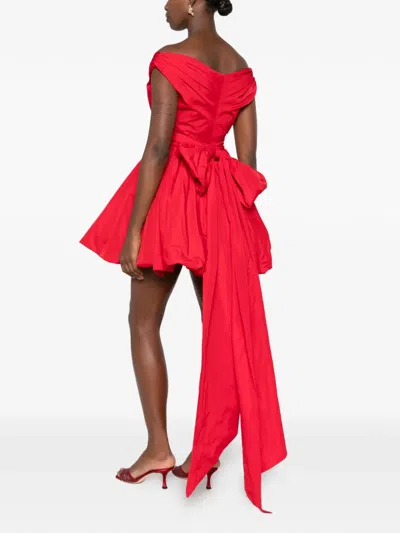 Blumarine Bow-detail Ruched Mini Dress In Red