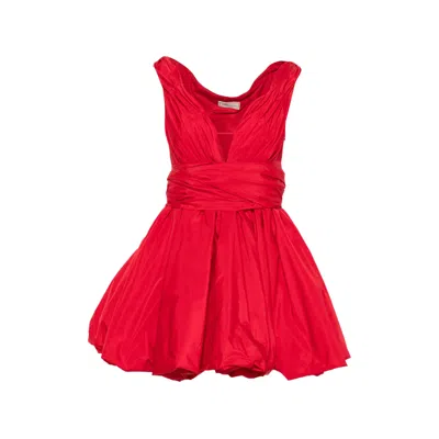 Blumarine Bow-detail Ruched Mini Dress In Red