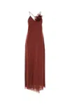 Blumarine Brick Crepe Dress In Red
