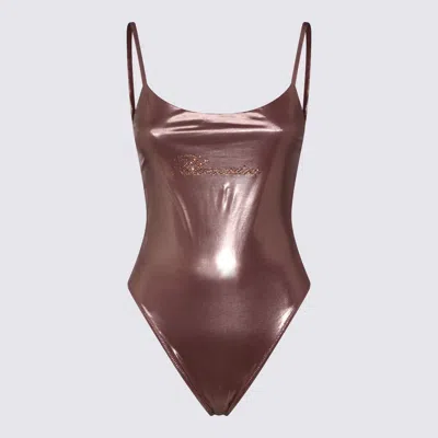 Blumarine Logo-detail Swimsuit In Brown