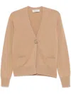 Blumarine Brooch-detail Cardigan In Brown