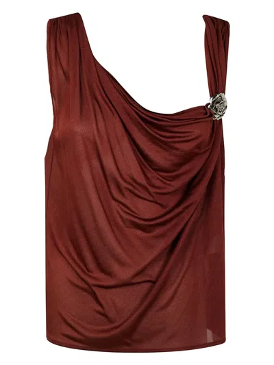 BLUMARINE BROOCH-DETAIL TOP
