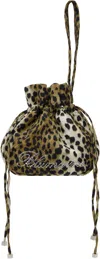 Blumarine Brown & Black Printed Satin Rhinestone Logo Pouch In M9905 Black/cognac