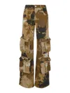 Blumarine Multicolor Cargo Pants With Camouflage Motif In Brown