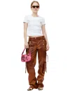 Blumarine Brown Leather Cargo Trousers In Brown