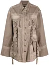 Blumarine Eyelet-embellished Denim Jacket In Brown