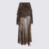 Blumarine Leopard-print Silk Crepon Maxi Skirt In Brown