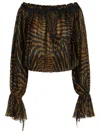 Blumarine Viscose Blouse Off Shoulder Long Sleeves In Multi