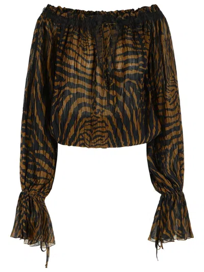 BLUMARINE BLUMARINE BROWN VISCOSE BLOUSE