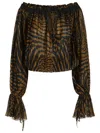 Blumarine Viscose Blouse Off Shoulder Long Sleeves In Multi