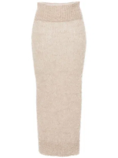 Blumarine Brushed Maxi Skirt In Neutrals