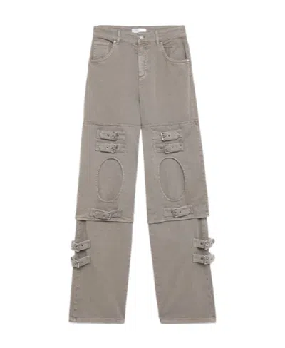 Blumarine Buckle-detail Boyfriend Jeans In Gray