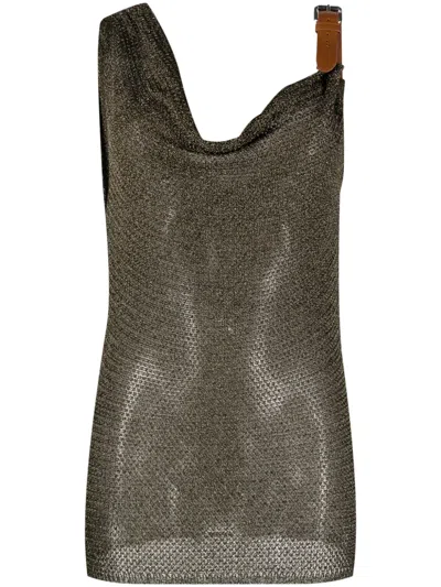 Blumarine Buckle-detail Knitted Tank Top In Gold