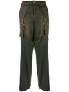 Blumarine Buckle-detail Straight-leg Jeans In Green