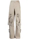 Blumarine Buckle-detailed Wide Leg Trousers In Grey