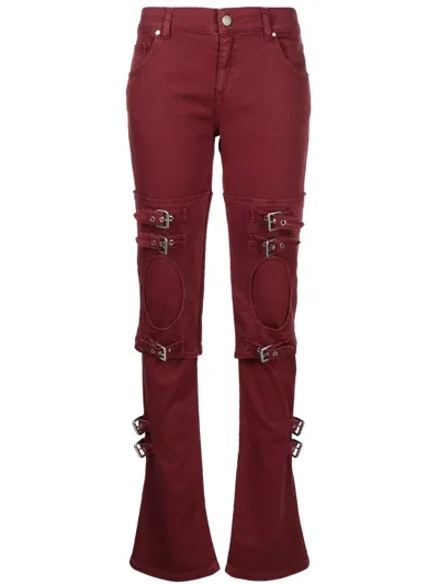 Blumarine Buckle-embellishment Cut-out Jeans In Red