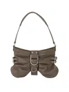 Blumarine Large Butterfly Leather Shoulder Bag In Verde