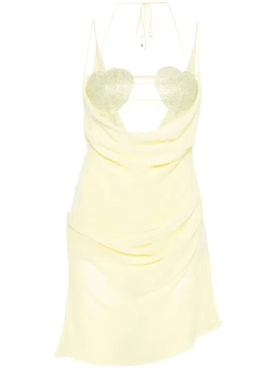 Blumarine Built-in Bra Georgette Mini Dress In Yellow