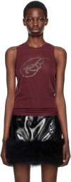 Blumarine Burgundy Rhinestone B Monogram Tank Top In N0727 Burgundy