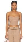 Blumarine Bustier Top With Rhinestones In Nuts