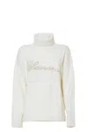 Blumarine Butter White Cashmere Turtleneck Sweater In White